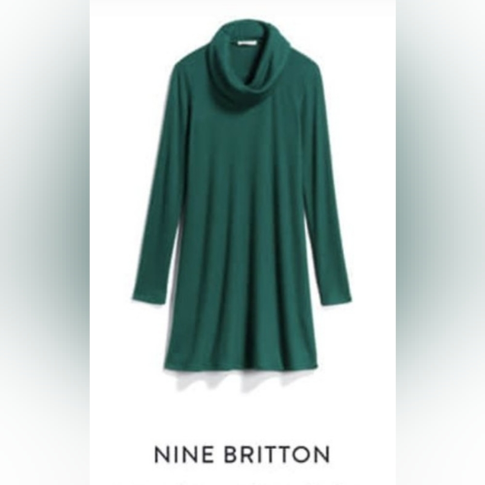 NWT!Holiday Ready Cozy Knit Cowl Neck Festive Green Women's Sweater Dress Small